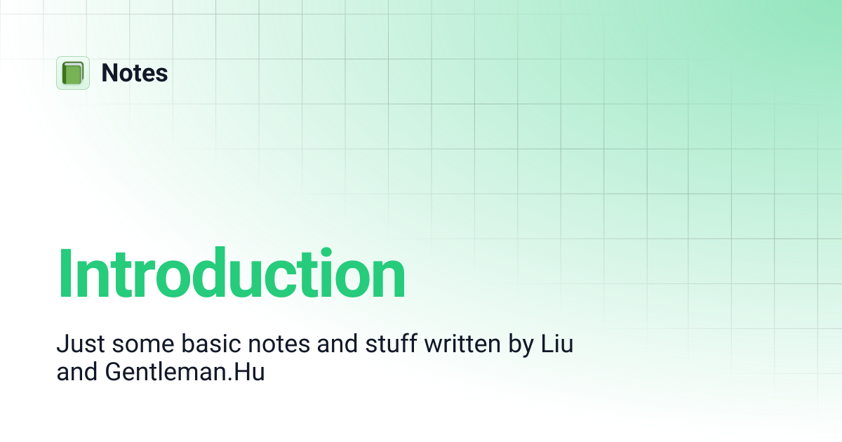 Introduction notes